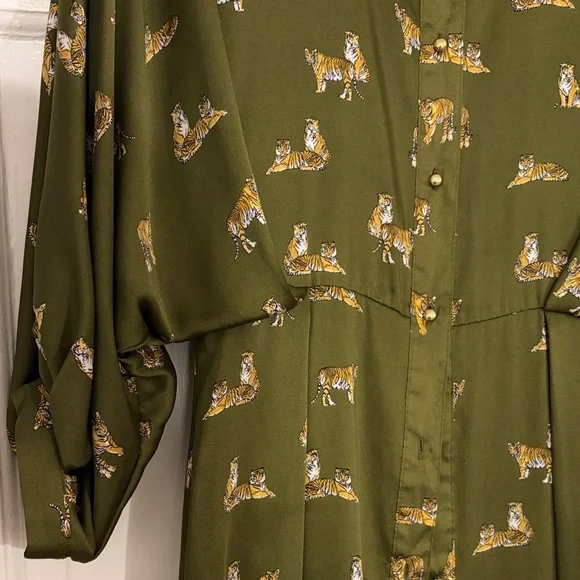 Zara Green Animal Print Midi Dress - Picture 3 of 4